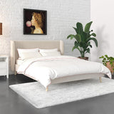 Holly Upholstered Wingback Bed Frame, Queen, Ivory Velvet