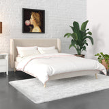 Holly Upholstered Wingback Bed Frame, Queen, Ivory Velvet