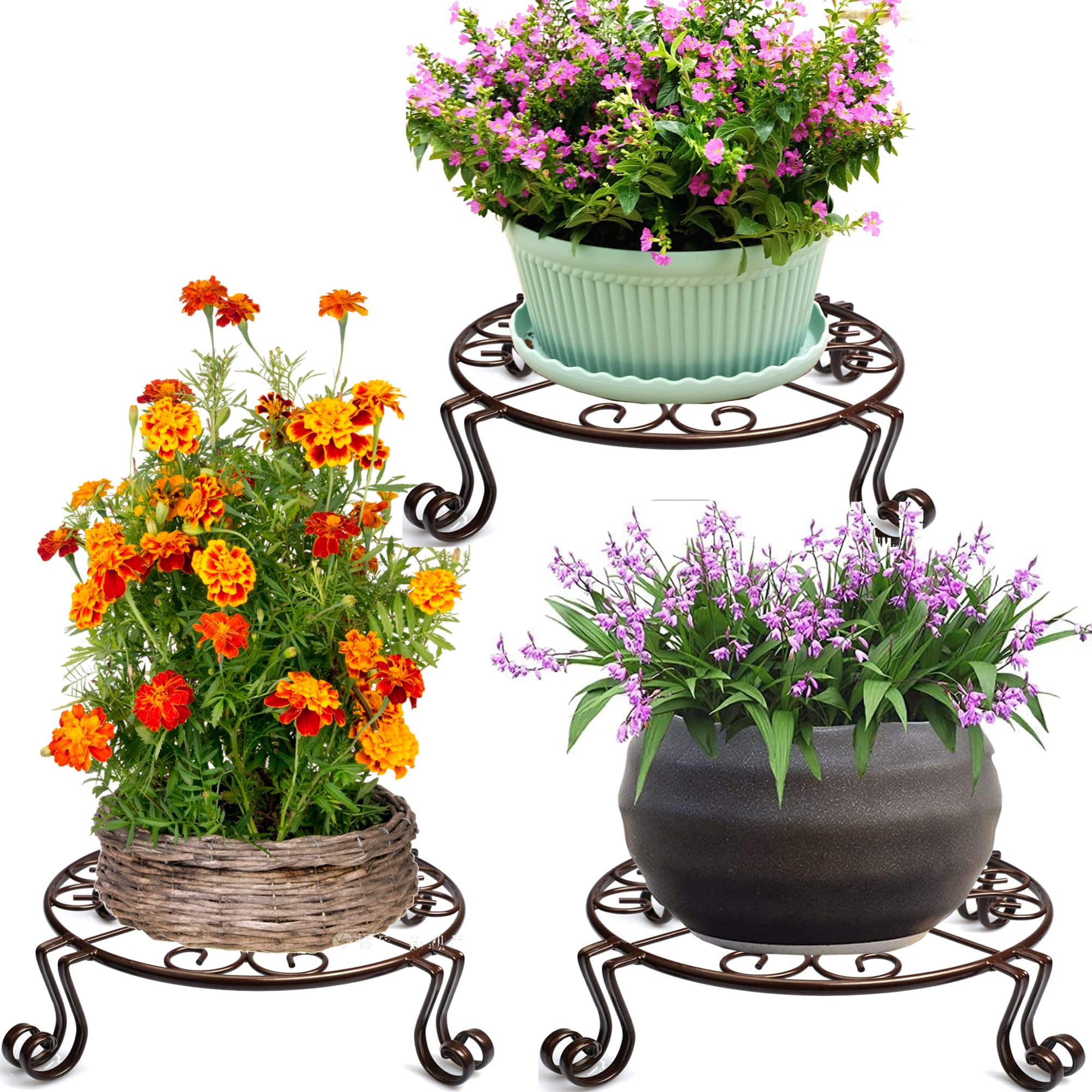 2 Pack 12" Plant Stands, Heavy Duty Rustproof Metal Plant Holders