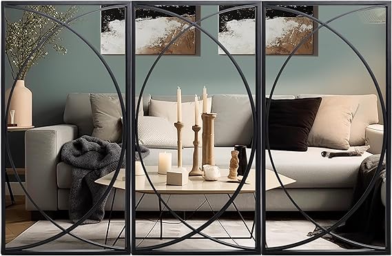 31.8x22 Inch Black Metal Frame Wall Mirror