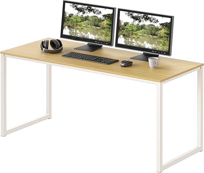 Home Office 55-Inch Large L Shaped Corner Desk, 24" Deep, White