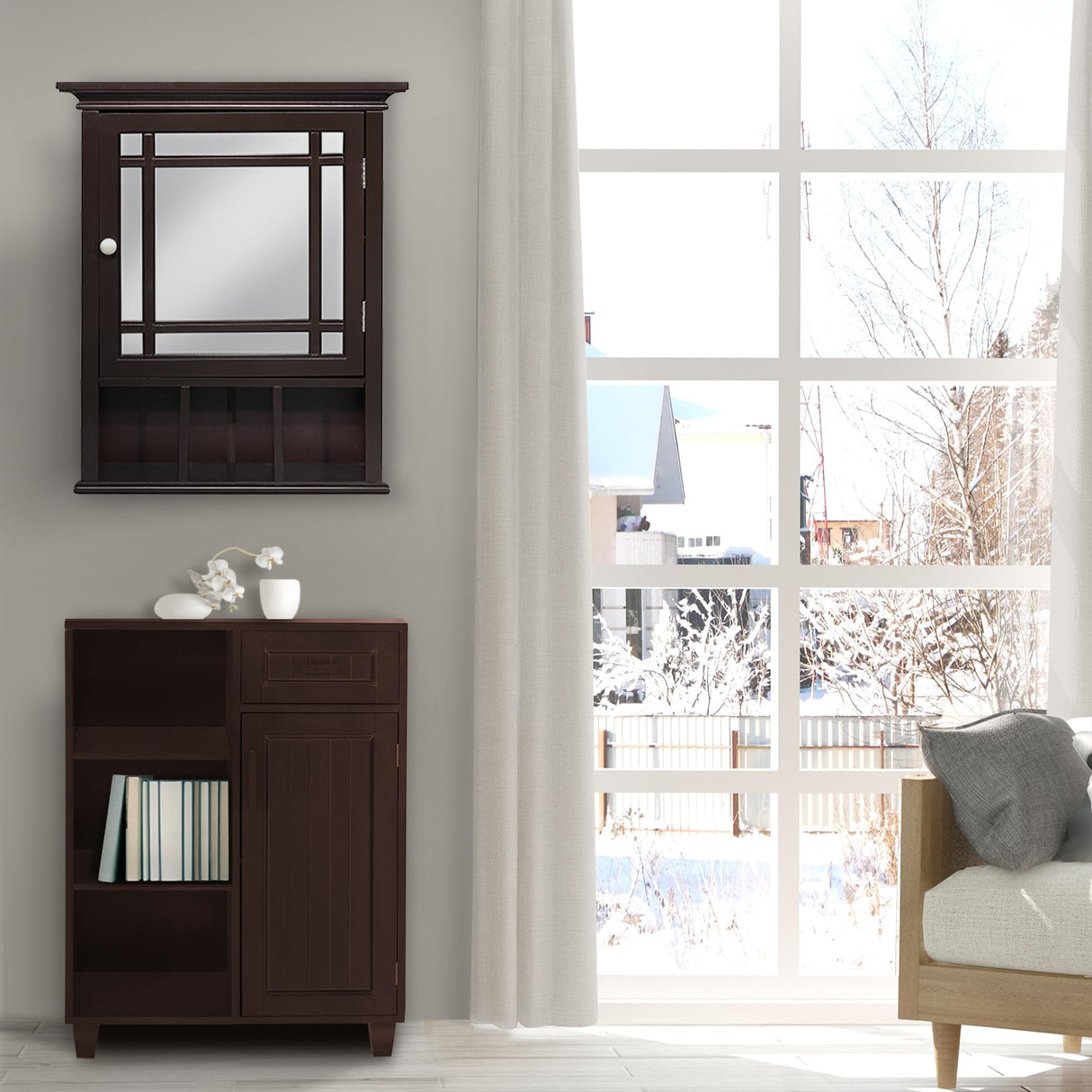 Neal Wooden Over The Toilet Bathroom Removable Wall Medicine Cabinet