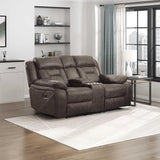 Reclining Couch, Polished Microfiber Manual Double Recliner Sofa, Gray