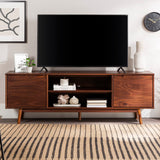 Walker Edison Emery Mid Century Modern Solid Wood TV Stand for TVs up to 80 Inches 70 Inch Walnut