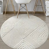 Palafito 8x10 Geometric Shag Diamond High-Low Pile Textured Indoor Area Rug (White