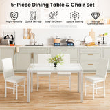 Dining Room Table Set for 4, 5-Piece Kitchen Table Chairs Set of 4, Glass Dining Table & PU Leather Chairs,