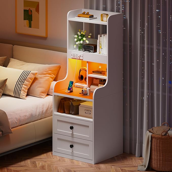 Nightstands Set of 2 with Charging Station