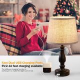 Table Lamps Set of 2, Bedside Nightstand Lamps with USB Charging Ports, 3 Way