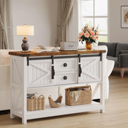 Farmhouse Entryway Table w/Type-C Charging Station, Industrial Rustic Console Sofa Table