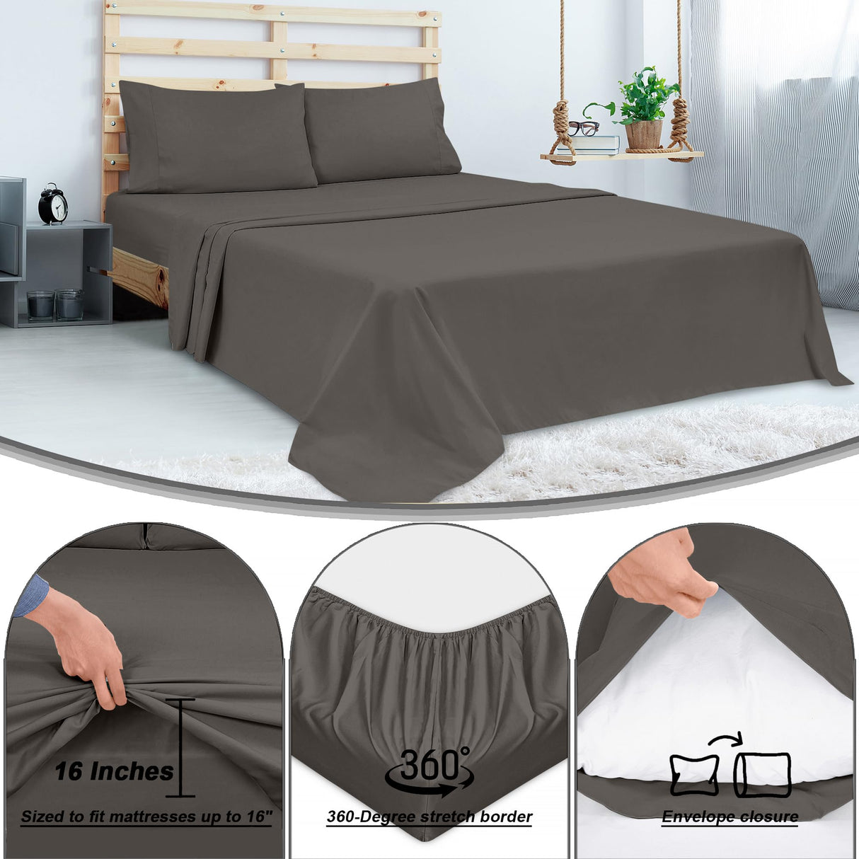 300 Thread Count 100% Long Staple Combed Cotton Sheet Set - 4 Piece Full