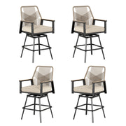 Outdoor Swivel Bar Stools Set of 4, Rattan High Top Patio Chairs