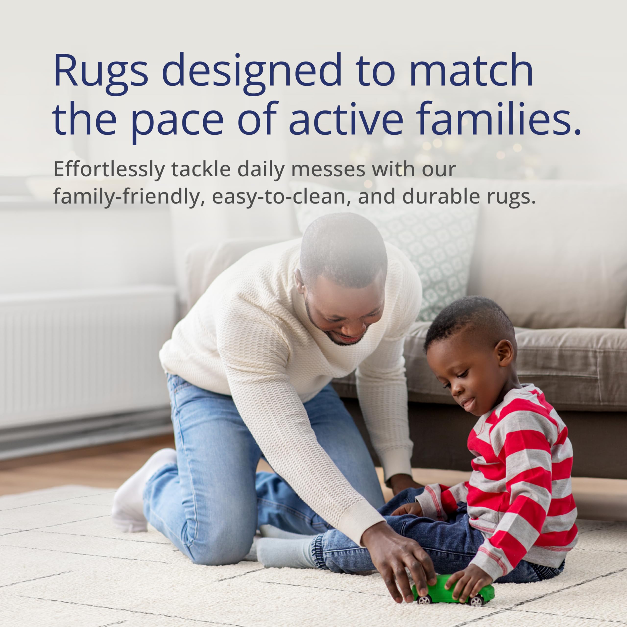 Abani Cream Area Rug – 6' x 9' – Oliver Collection – Striped Pattern – Non-Shedding, Easy to Clean – Durable for Living Room, Bedroom, or Office, Pet & Child Friendly