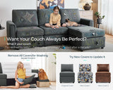 Sectional Sleeper Sofa, Modular Couch with Memory Foam, Storage Under