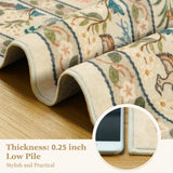 8x10 Washable Area Rug - Beige Botanical Print