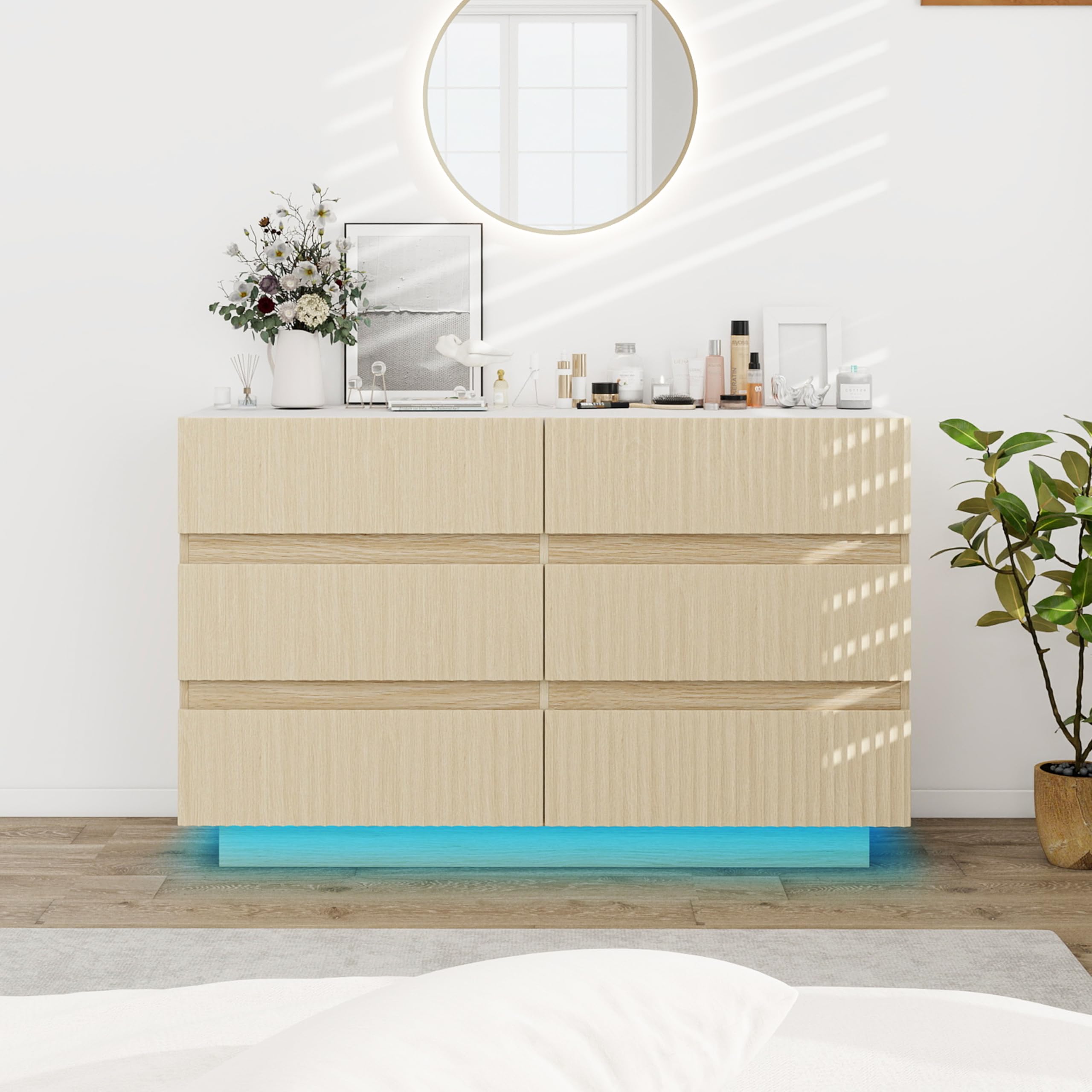 6 Drawers Dresser,Double Dresser Chest of Drawers