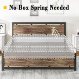 King Bed Frame with Headboard and Footboard, Metal Strong Supports, Easy Assembly,