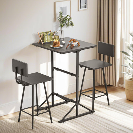 3-Piece Bar Table Chairs, Square Counter Height Bistro Dinette Sets