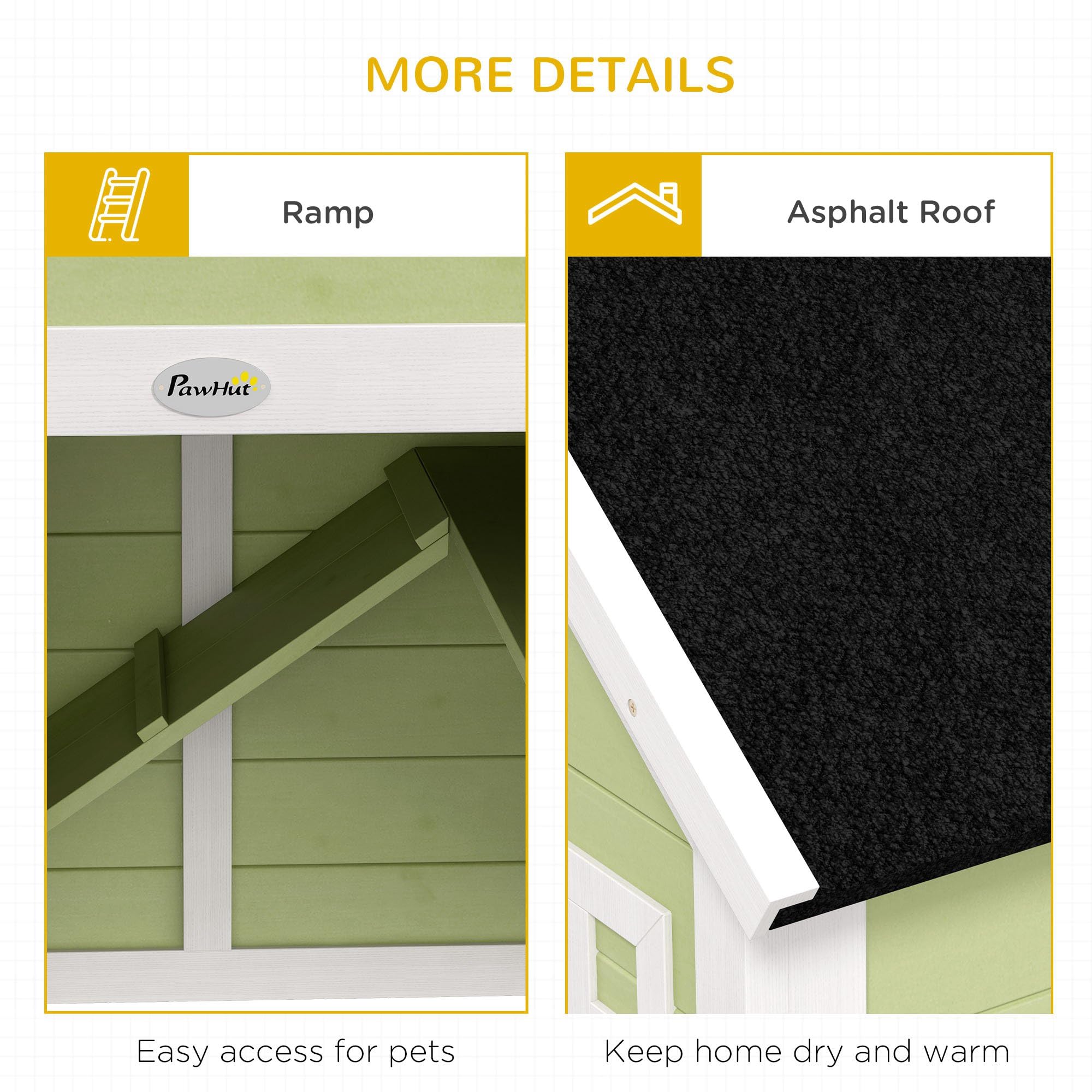 Rabbit Hutch, Outdoor Rabbit Cage or Guinea Pig Cage with Asphalt Roof