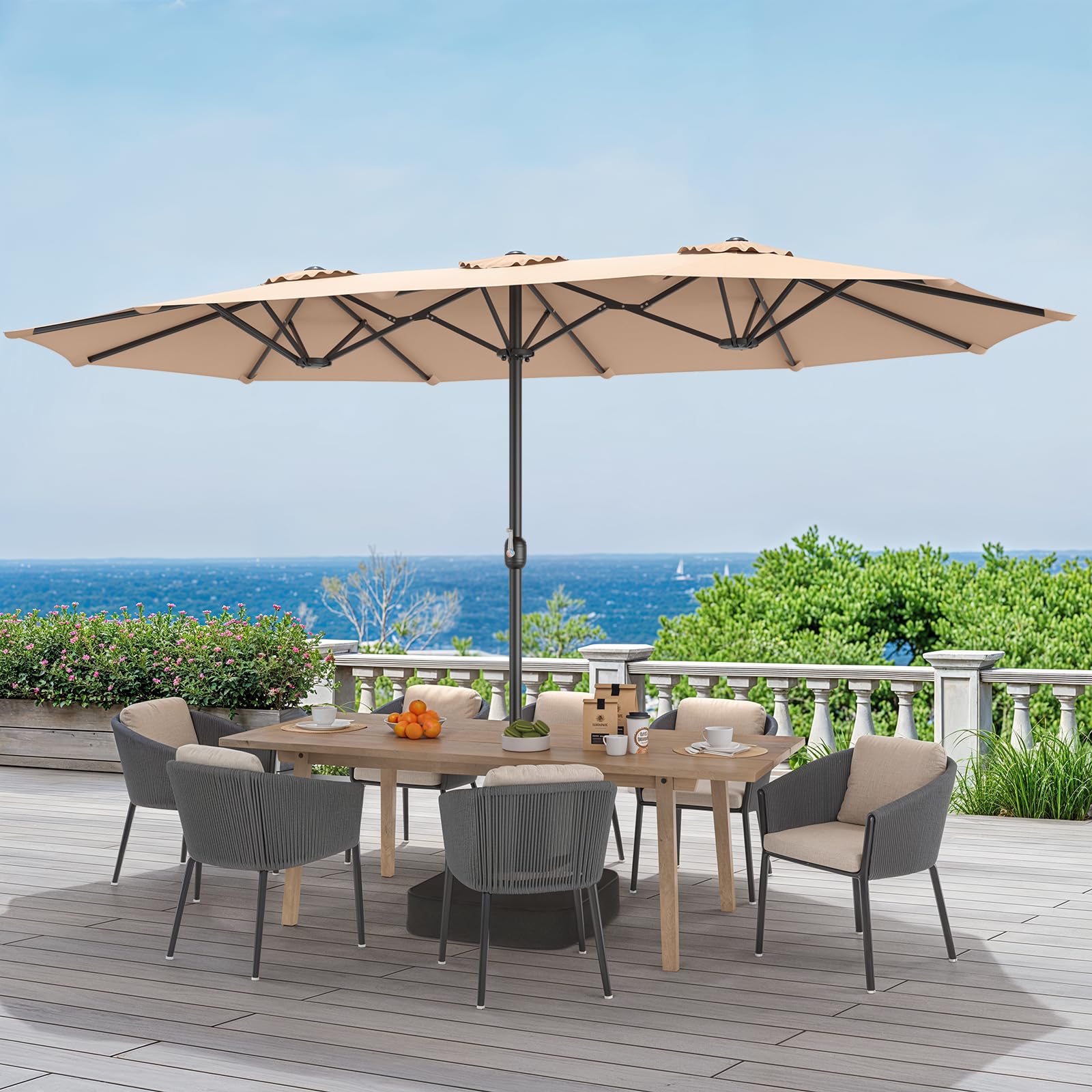 15ft Large Patio Umbrella with Base Included, Outdoor Umbrella for Patio