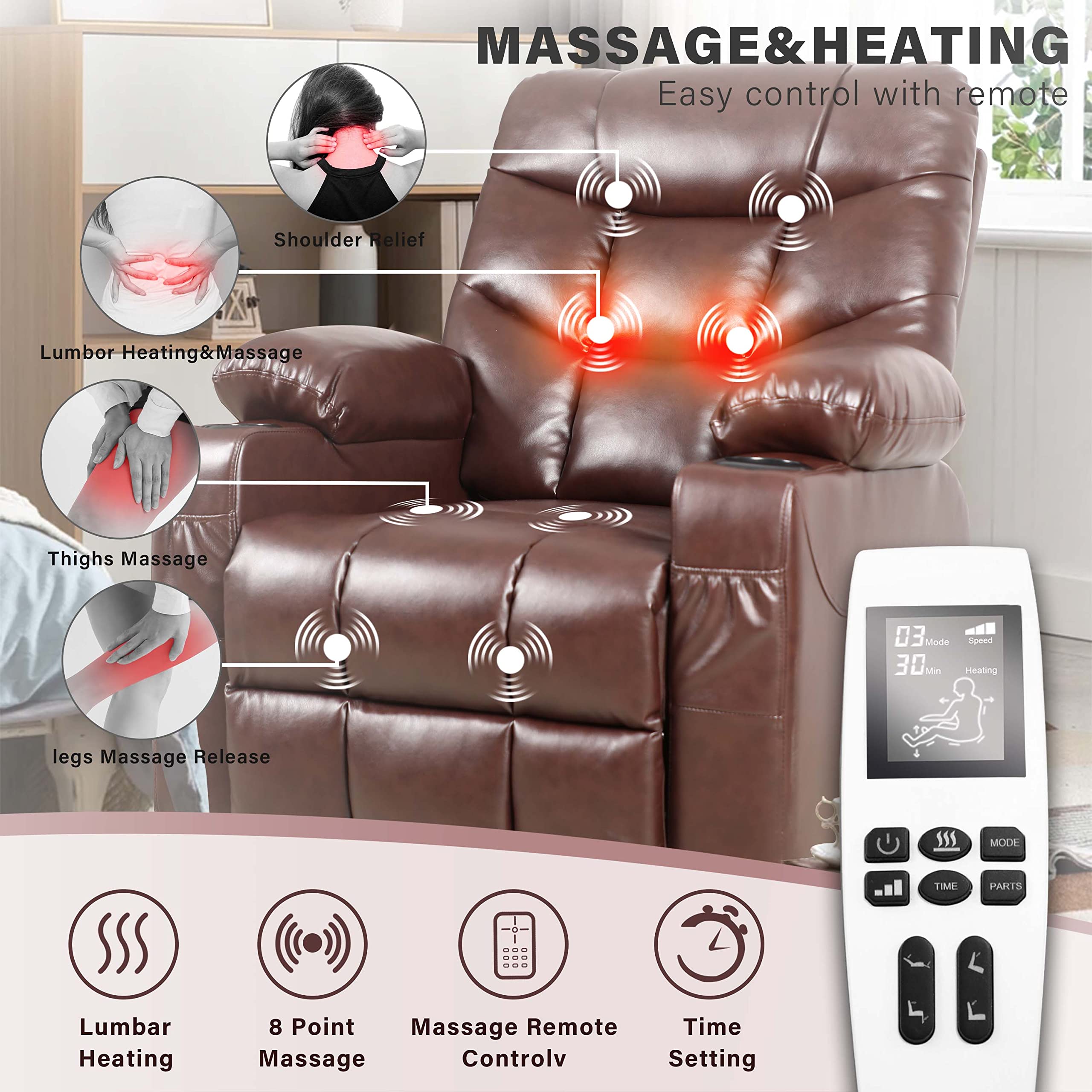 EaseMotion Power Lift Recliner Chair – Cup Holders & Wired Control