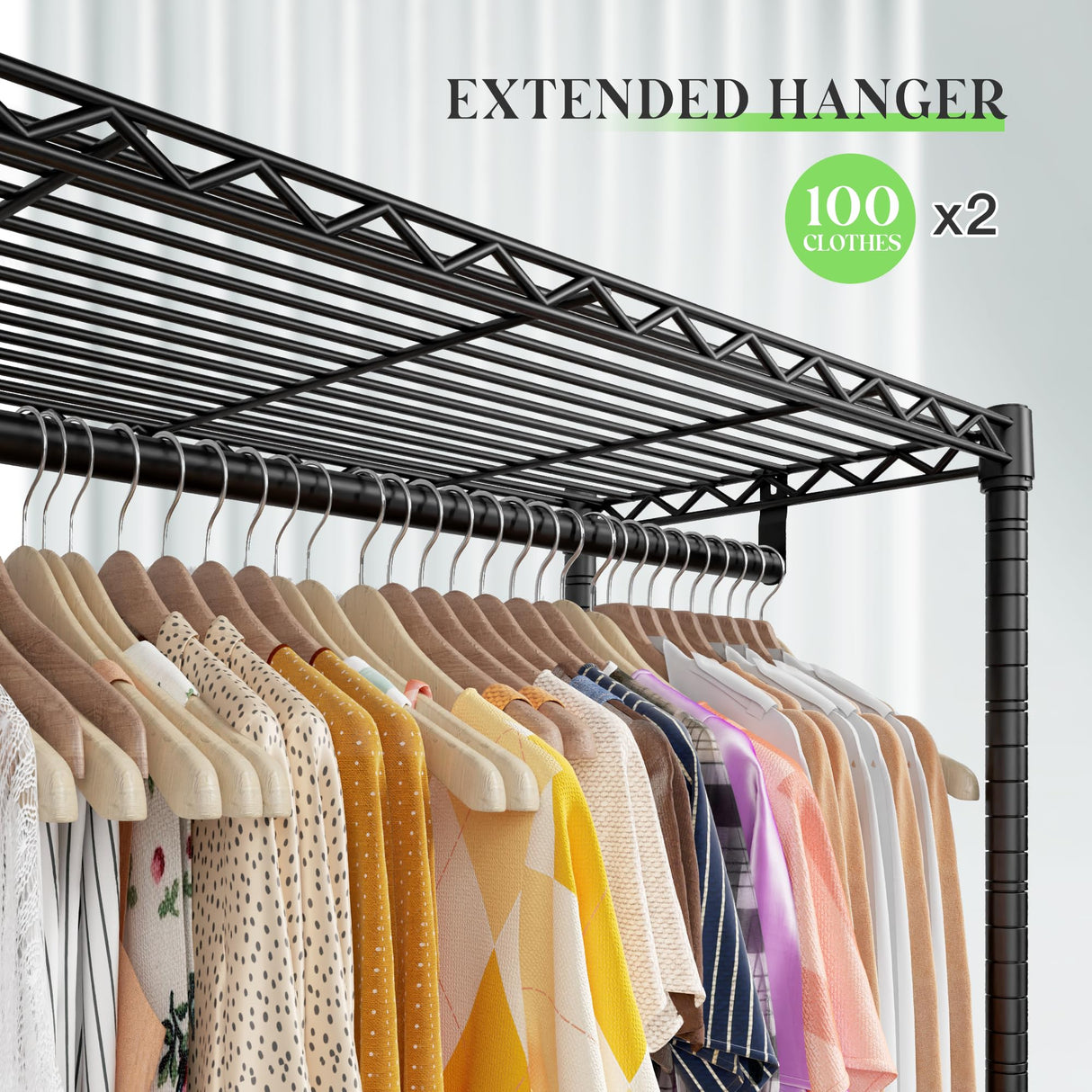 77" H Clothes Rack Heavy Duty Loads 900LBS Metal Clothing Racks for Hanging Clothes Adjustable Clothing Rack