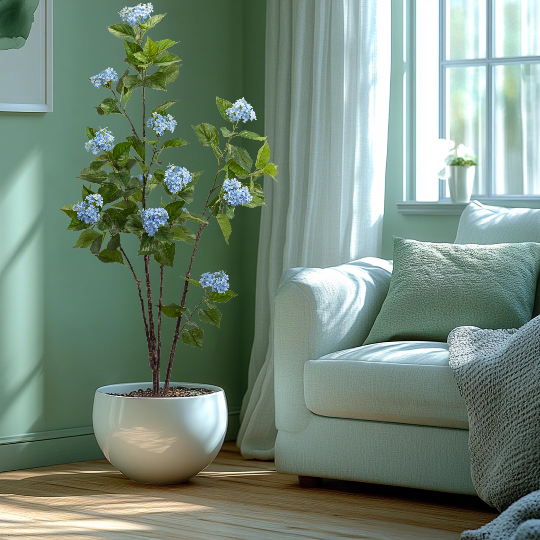 Fake Tree 6ft Hydrangea Fake Tall Plant Tall Artificial Plants Indoor for Home Decor Faux