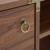 Safavieh Home Collection MED9612 Media Stand, Walnut/Gold
