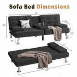 Modern Linen Upholstered Convertible Folding Futon Sofa Bed