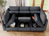 Modular Sectional Sleeper with Storage Ottoman Corduroy Sectional Couch with Chaise