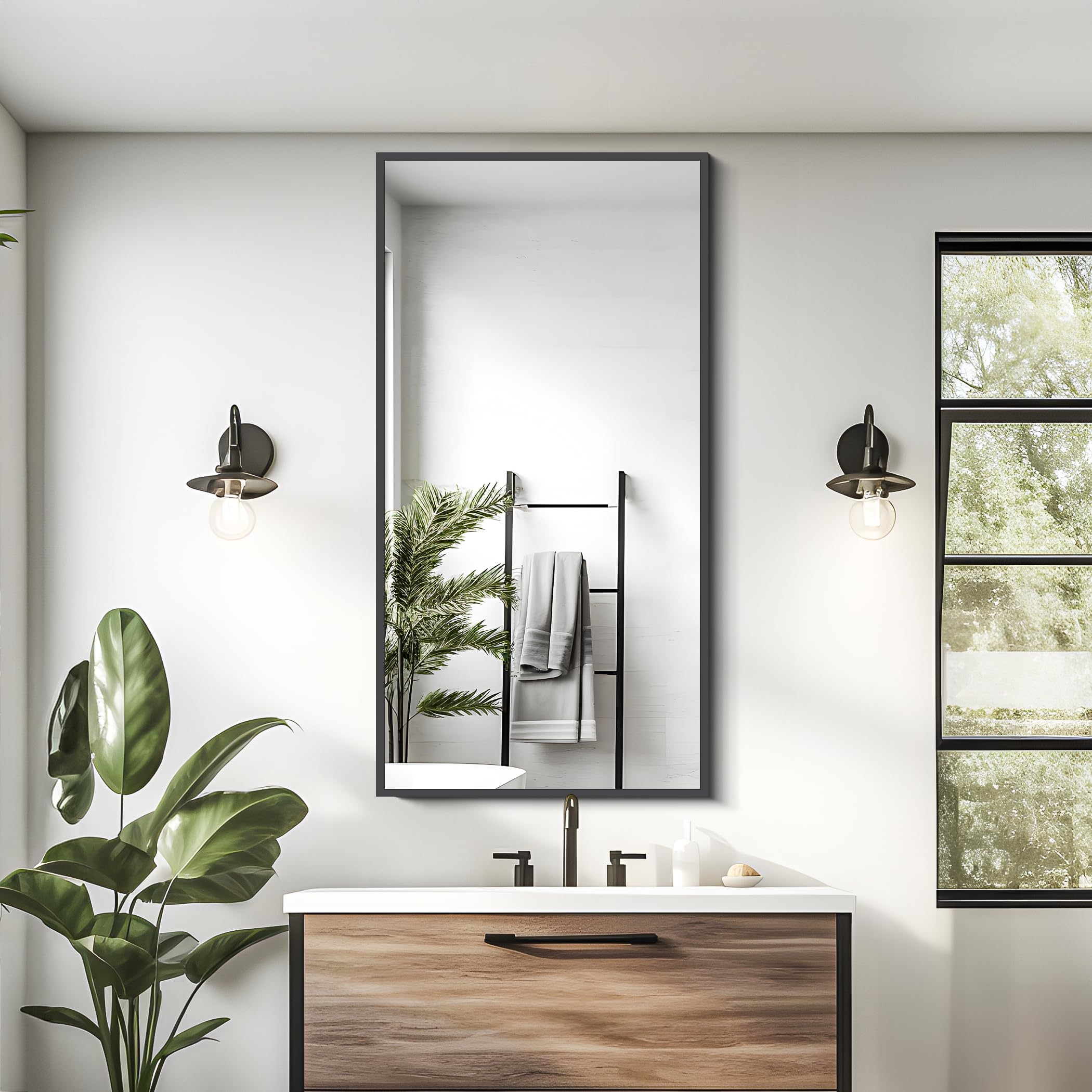 Mirror,Aluminum Framed Decorative Rectangular Bathroom Mirror
