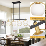 Gold Black Chandelier Modern Dining Room Light Fixture 4-Light Kitchen Island Lighting