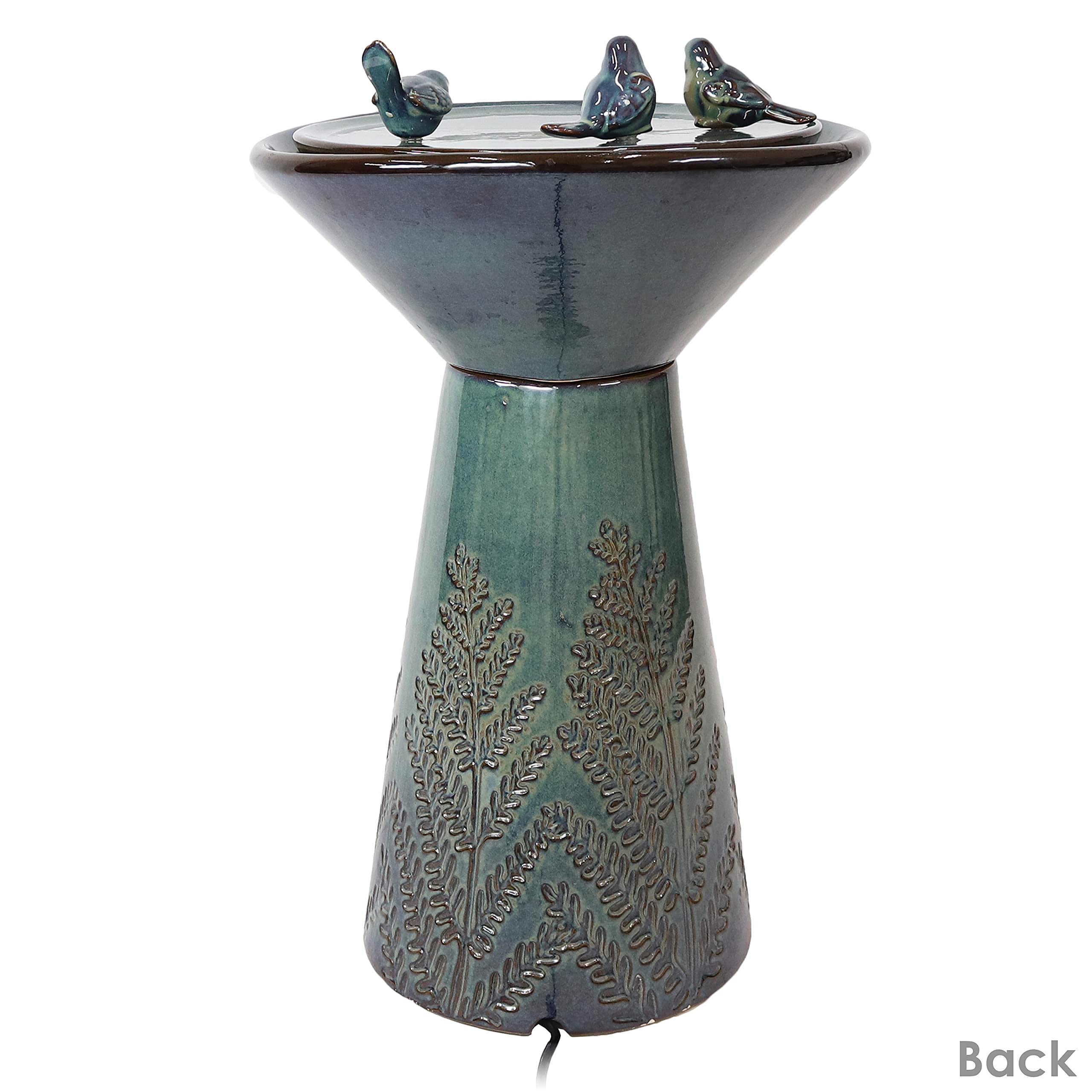 Gathering Birds 28-Inch Outdoor Garden Fountain - Outdoor Water Feature with LED Lights