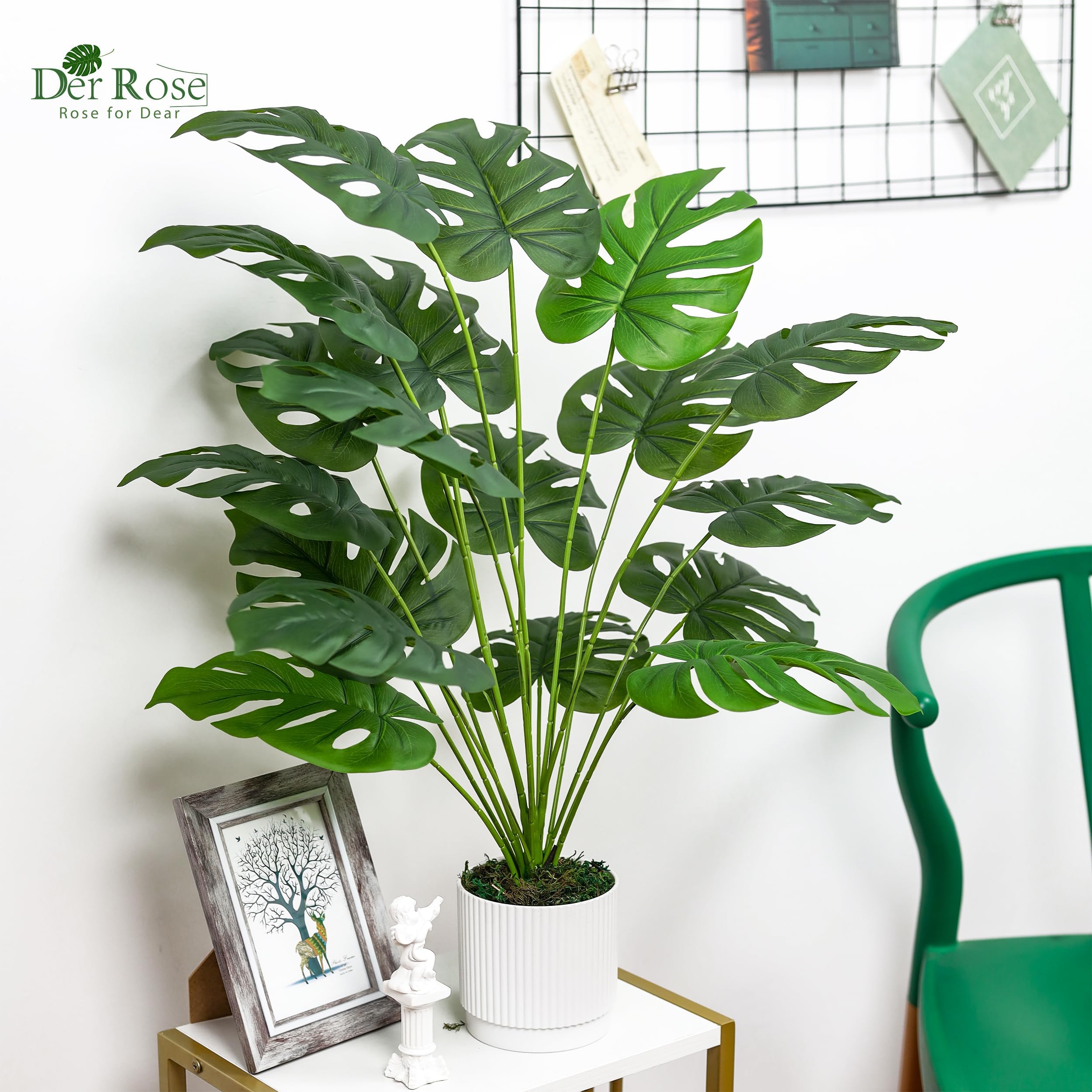 28" Fake Plants Large Artificial Monstera Faux Plants Indoor Tall for Outdoor Floor