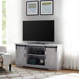 furnishings Tucker 58 Inch Sliding Barn Door TV Console in Stone Grey