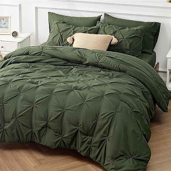 Black Comforter Set Queen - Bed in a Bag Queen 7 Pieces, Pintuck Bedding Sets Black