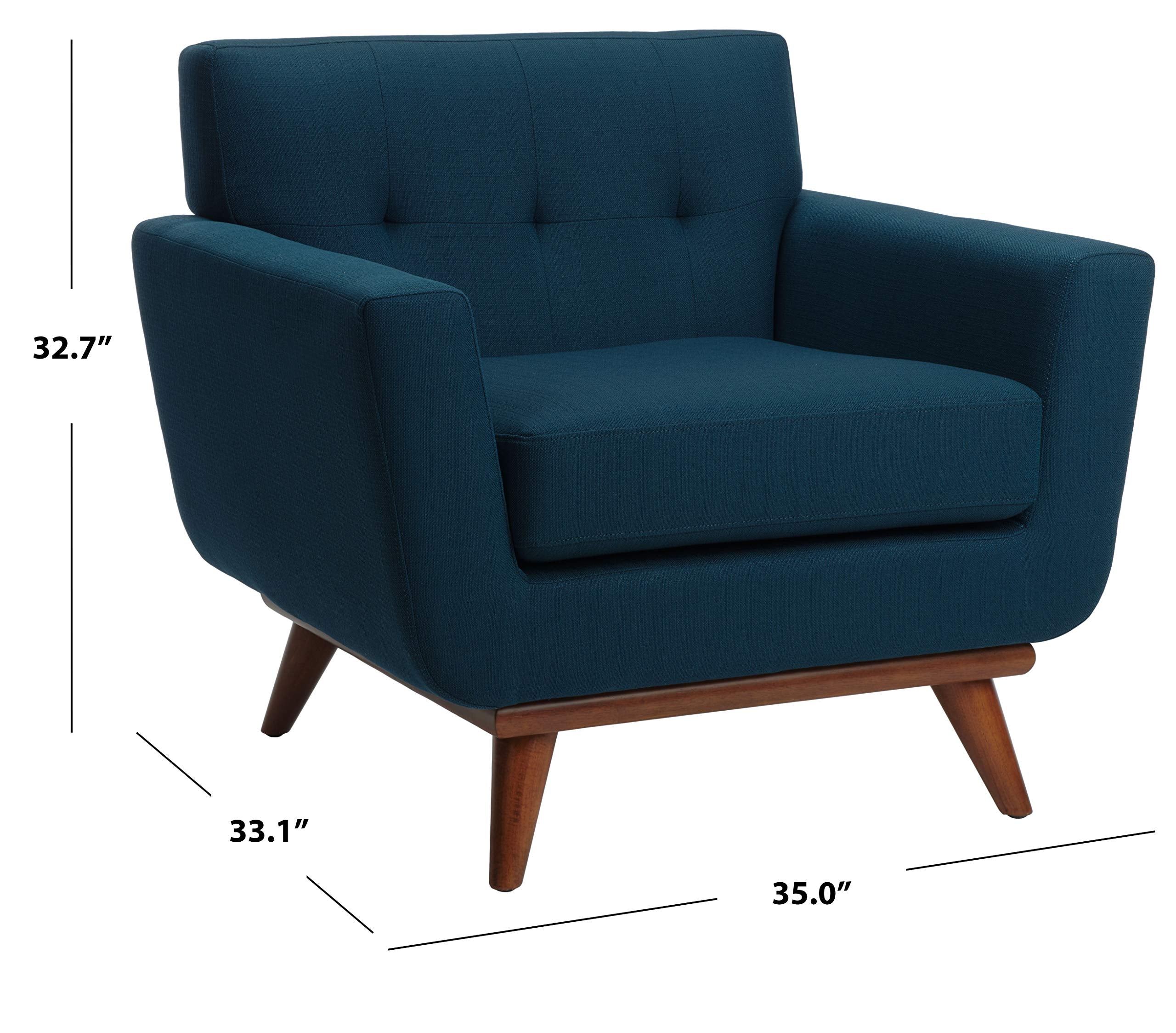 Couture Home Opal Mid-Century Dark Teal Linen Tufted Arm Chair