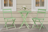 3-Piece Patio Bistro Sets, Outdoor Space-Saving Folding Bistro Table and Chairs, Patio Furniture Set with Strong Round Tube Metal Frame, Weather Resistant Conversation Set for Yard Garden, Green