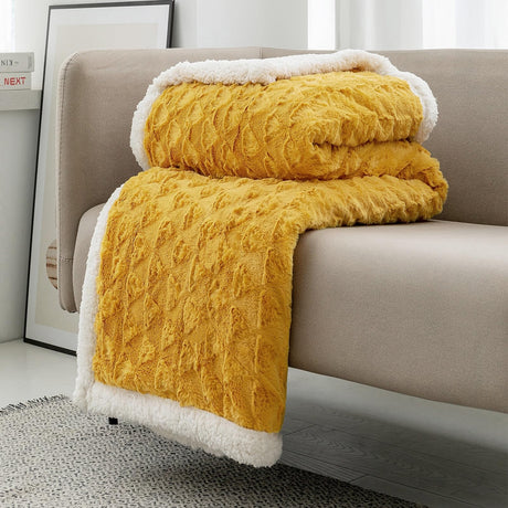 Throw Blanket for Couch - Fleece Blankets & Throws Faux Fur Blanket Soft Fuzzy Sherpa