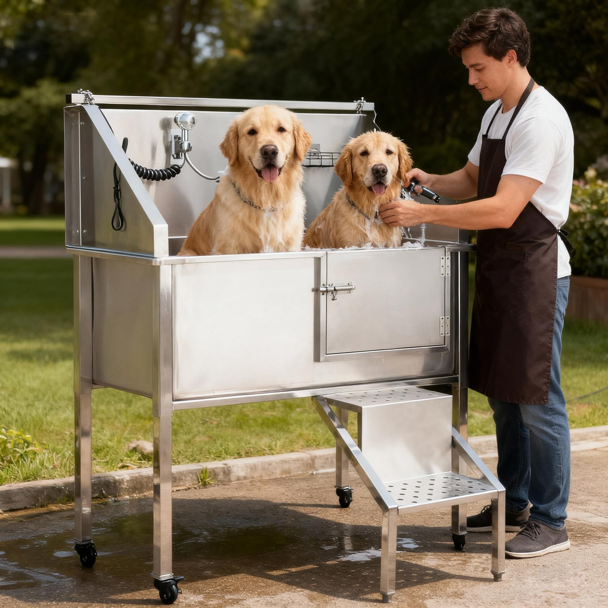 56" Professional Dog Washing Station with Stairs
