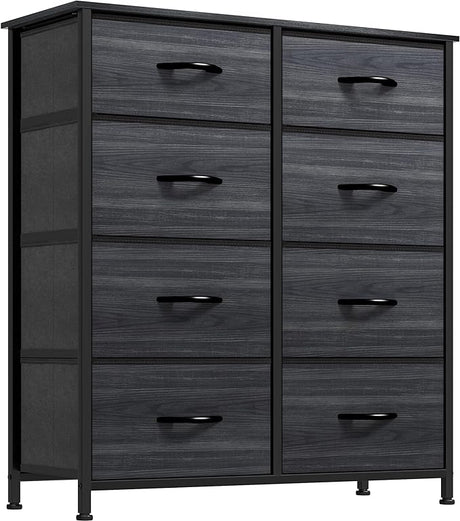 Dresser for Bedroom, Tall Dresser with 8 Drawers, Storage Tower with Fabric Bins,