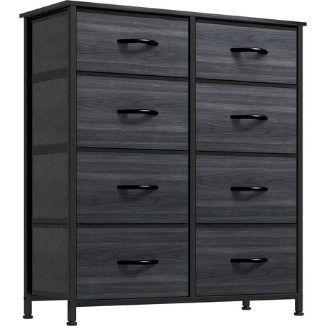 Dresser for Bedroom, Tall Dresser with 8 Drawers, Storage Tower with Fabric Bins,