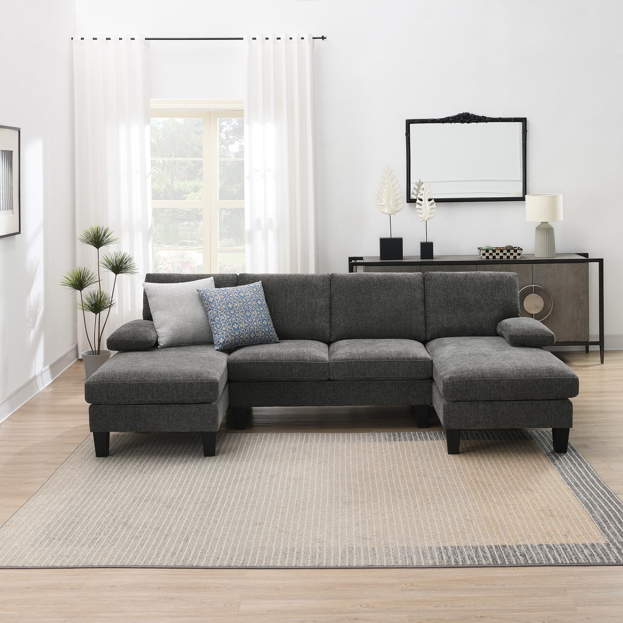 U-Shape Convertible Sectional Sofa Couch 4 Seat Sofa Set for Living Room