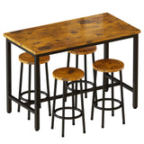 Bar Height Table and Chairs Bar Table with 4 Stools Industrial Counter Height Dining