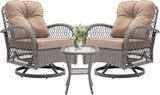 Swivel Patio Chairs, Outdoor Rocker Table and Chairs 3 Piece Bistro Set 360° Rattan Wicker