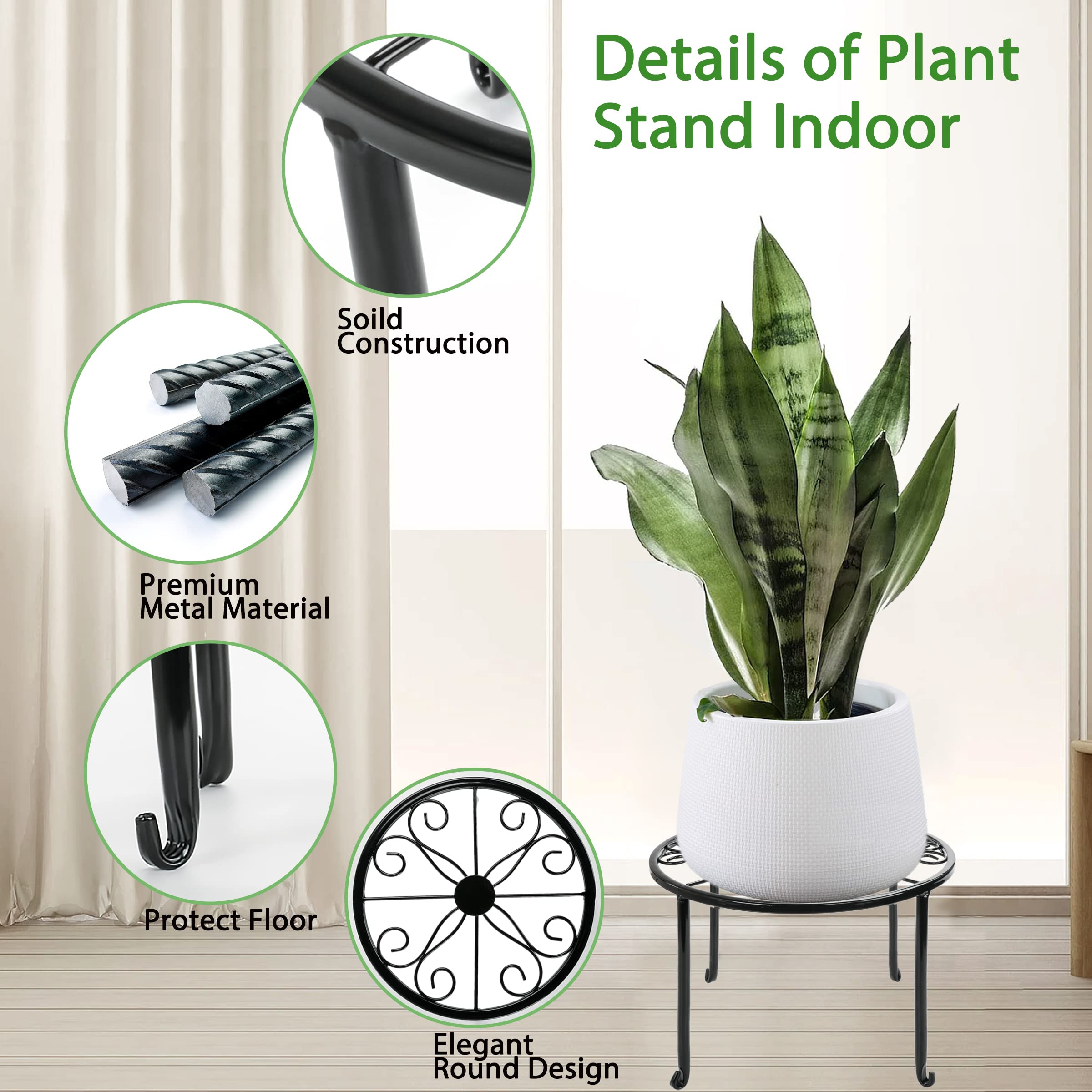 Metal Plant Stand 5 Pack Plant Stands for Indoor Outdoor Plants Multiple Heavy Duty Flower Pot Stand Holder Rustproof Iron Round Plant Shelf for Planter Outdoor Plant Stand for Patio & Garden Decor