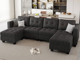 Reversible Storage Modular U-Shape Sectional Sofa Couch with Double Chaises Modular