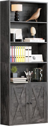 Industrial Bookshelves and Bookcases with Doors Floor Standing 6 Shelf Display Storage