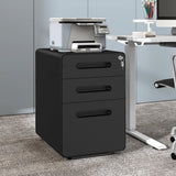 3-Drawer Metal Mobile File Cabinet, Lockable Rolling Filing Cabinets with Wheels