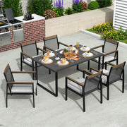 7-Piece Patio Dining Table and Chair Sets, Outdoor Metal Dining Furniture Set