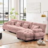 Sectional Sofa Couch, Chenille Oversized 4 Seater Cloud Couch with 6 Soft Pillows